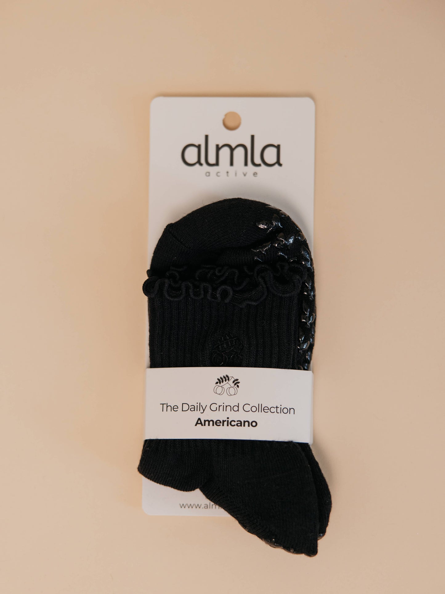 Americano Black Crew Pilates Grip Sock