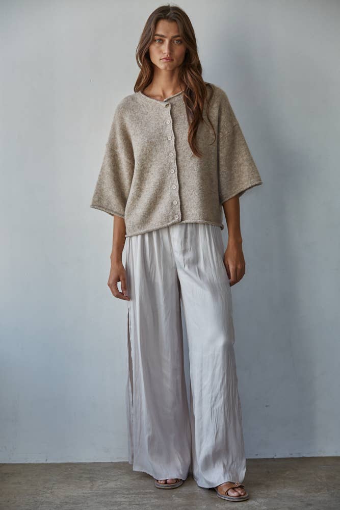 Quarter Sleeve Button Cardigan