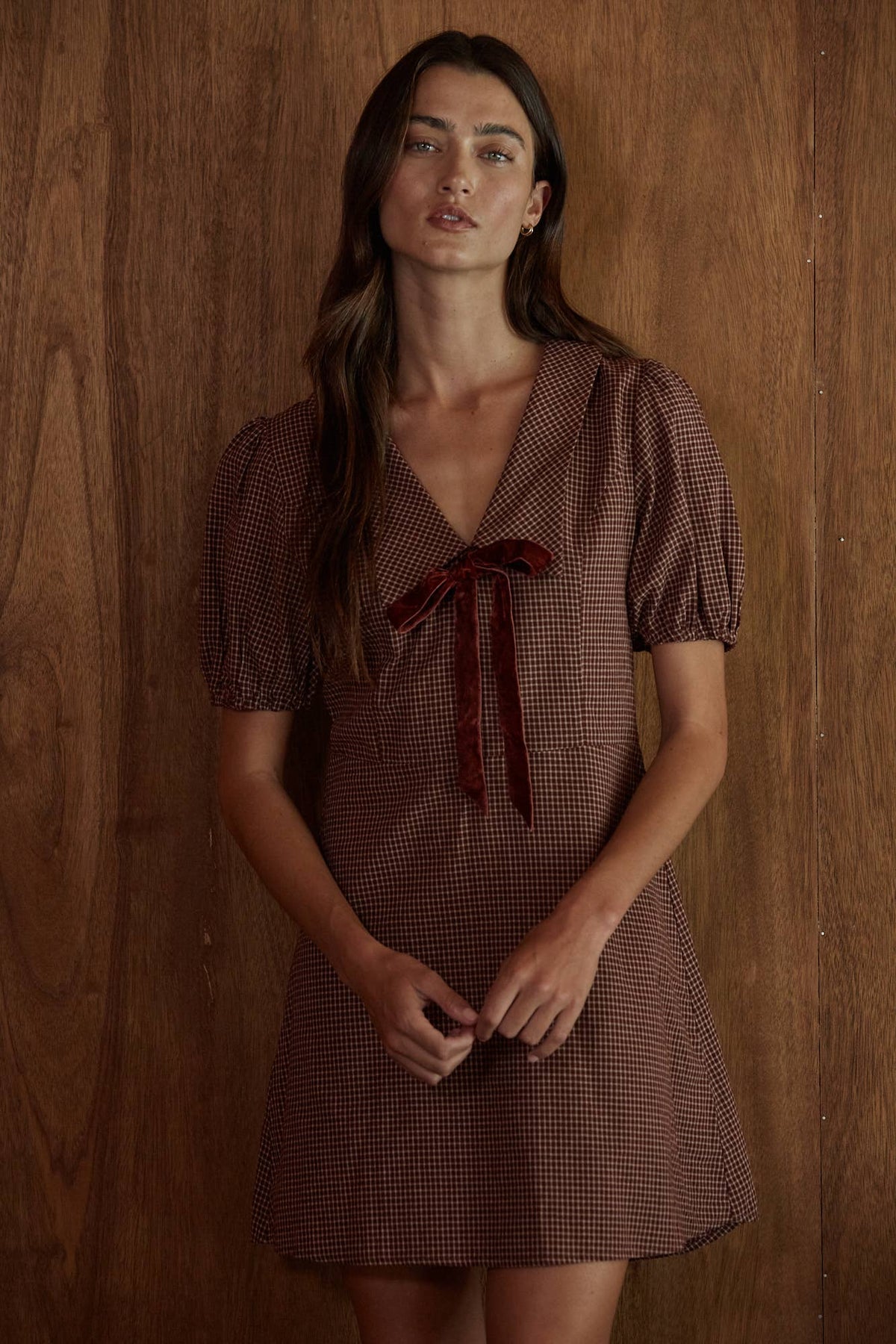 Gingham V-Neck Mini
