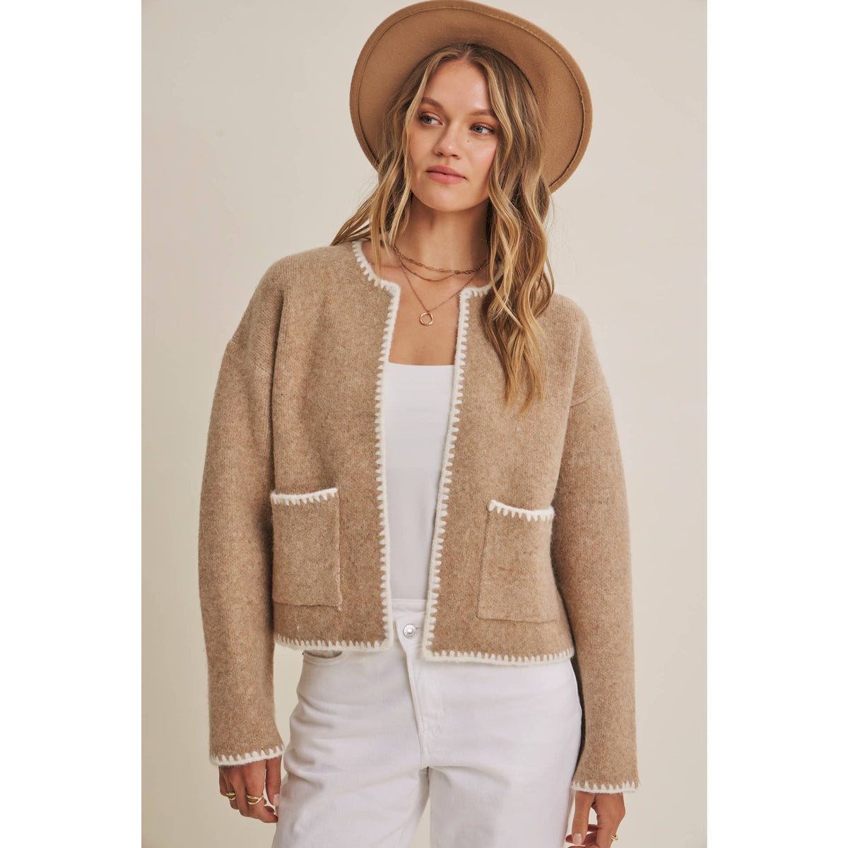 Soft Brush Wool Blend Cardigan