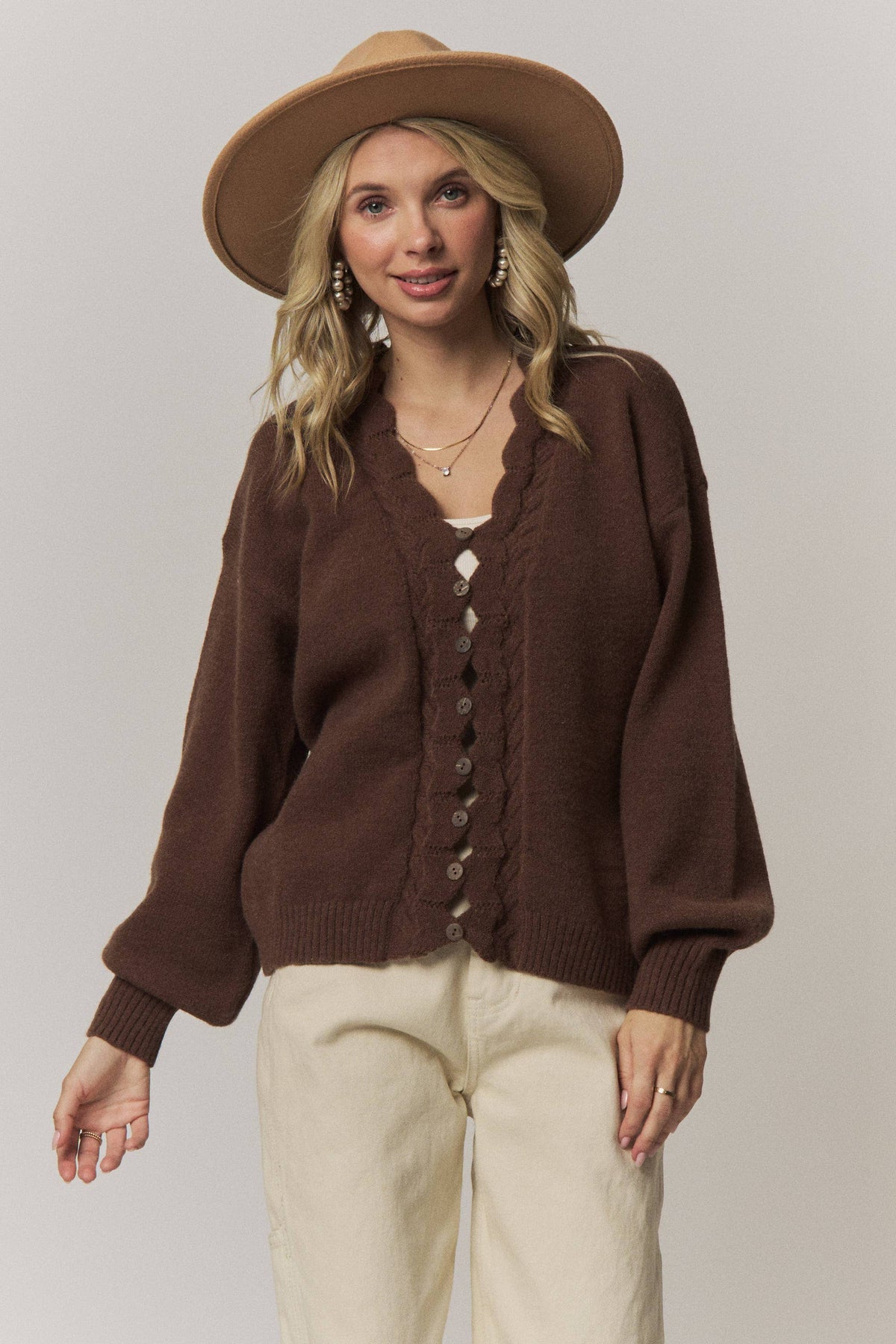 Scalloped Button Down Cardigan