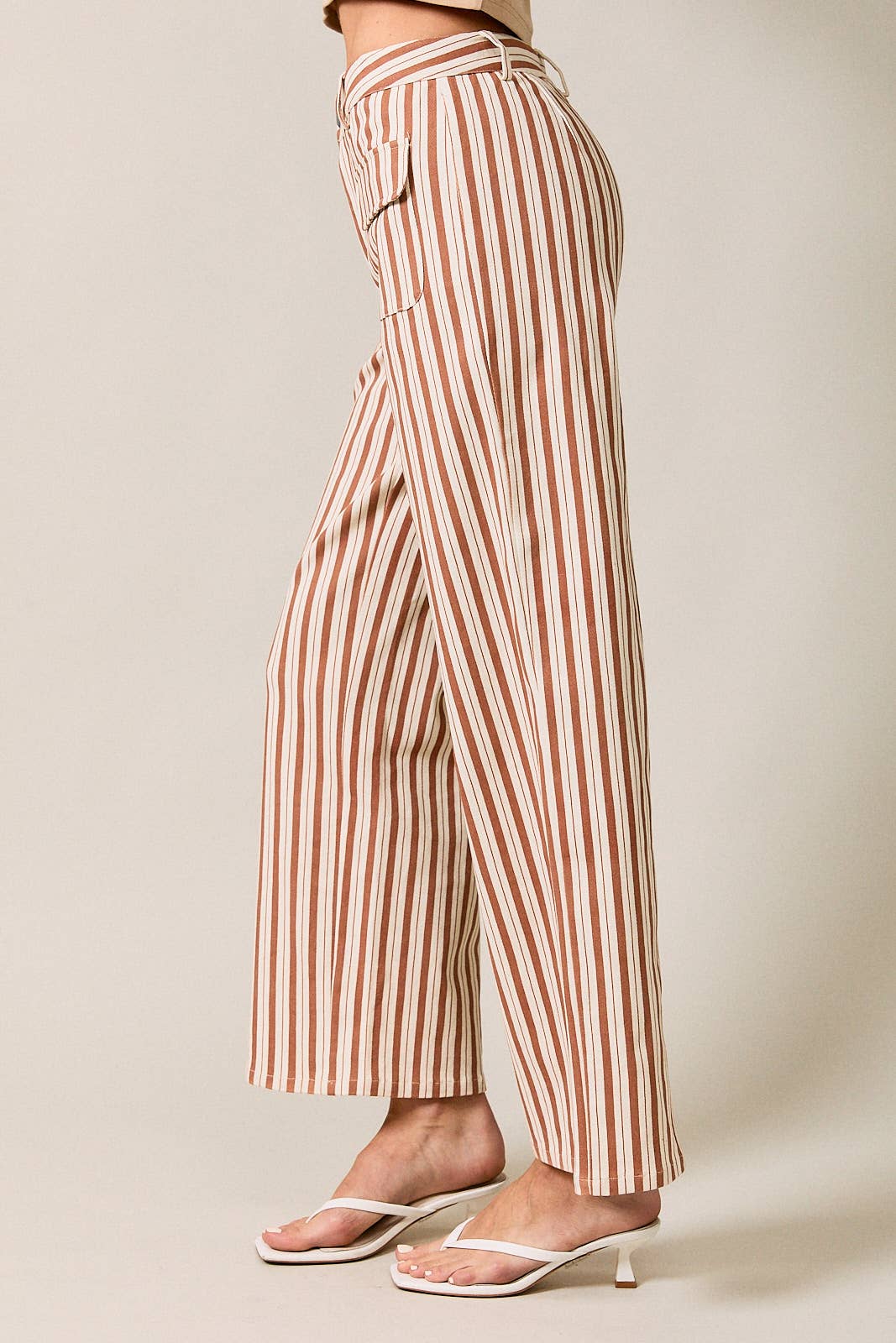 High Waist Striped Pocket Pants