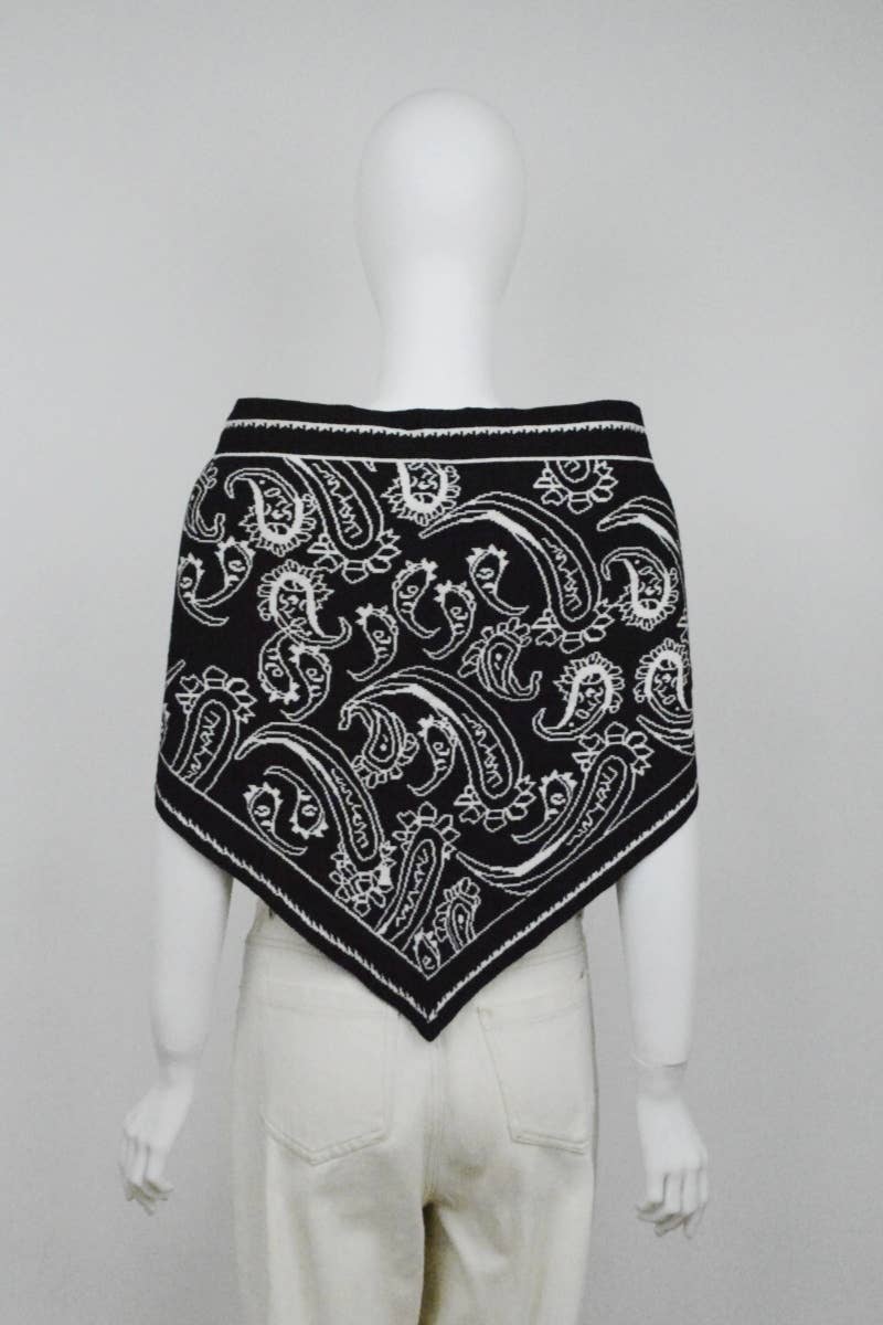 Paisley Knit Triangle Scarf- Burgundy, Olive, Black, Mocha
