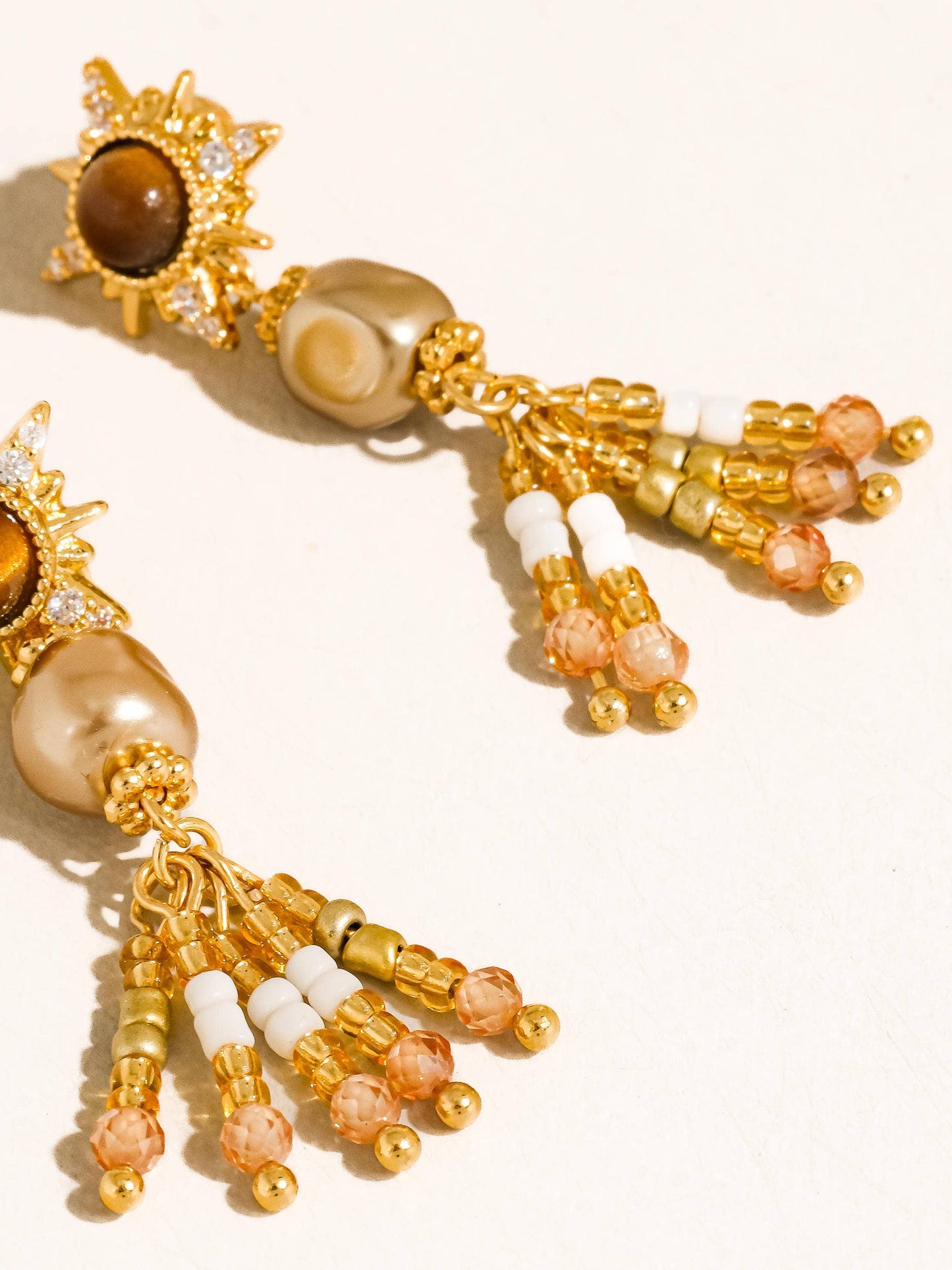 Lalique 18K Gold Vintage Pearl Sunburst Drop Earrings
