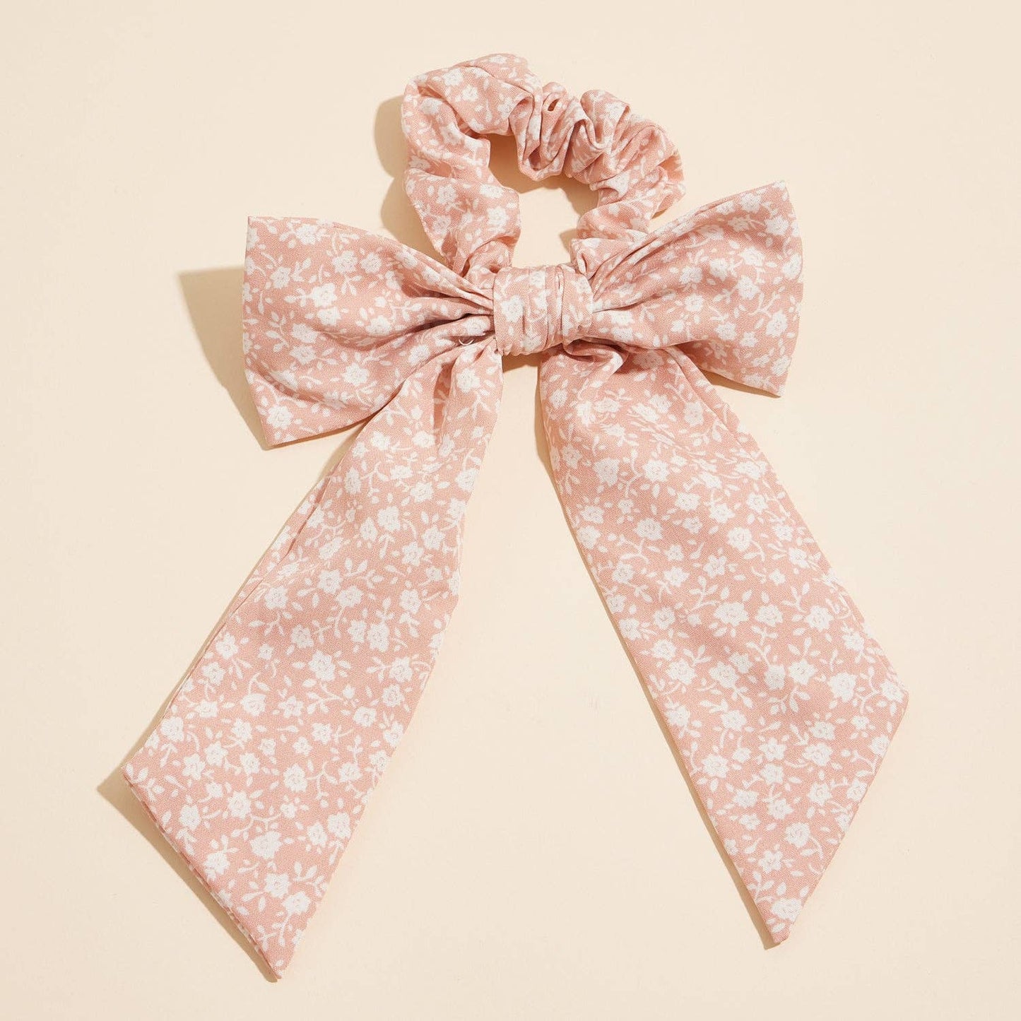 Long-Tail Ribbon Scrunchie with Floral Bow