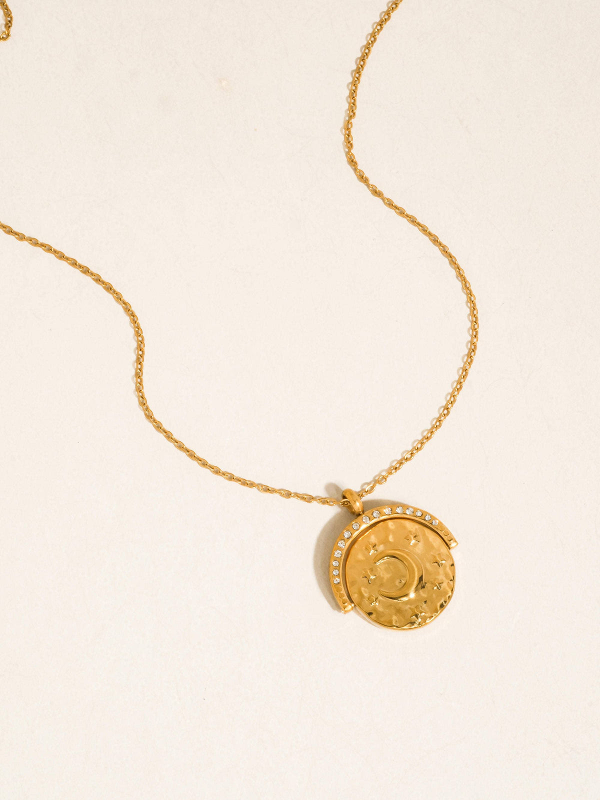 Reese 18K Gold Non-Tarnish Large Coin CZ Necklace