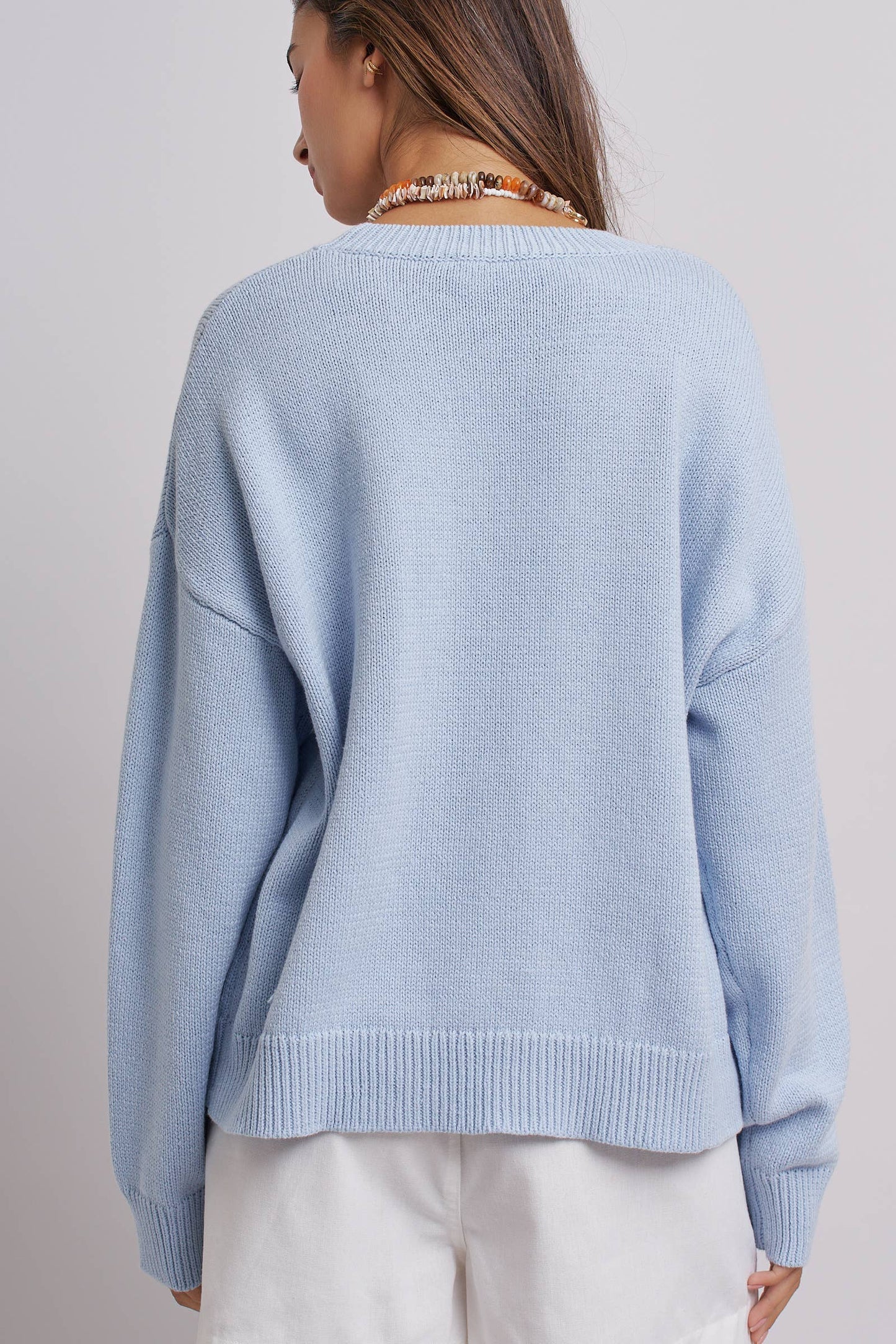 Oversized Drop-Shoulder Sardine Knit Sweater