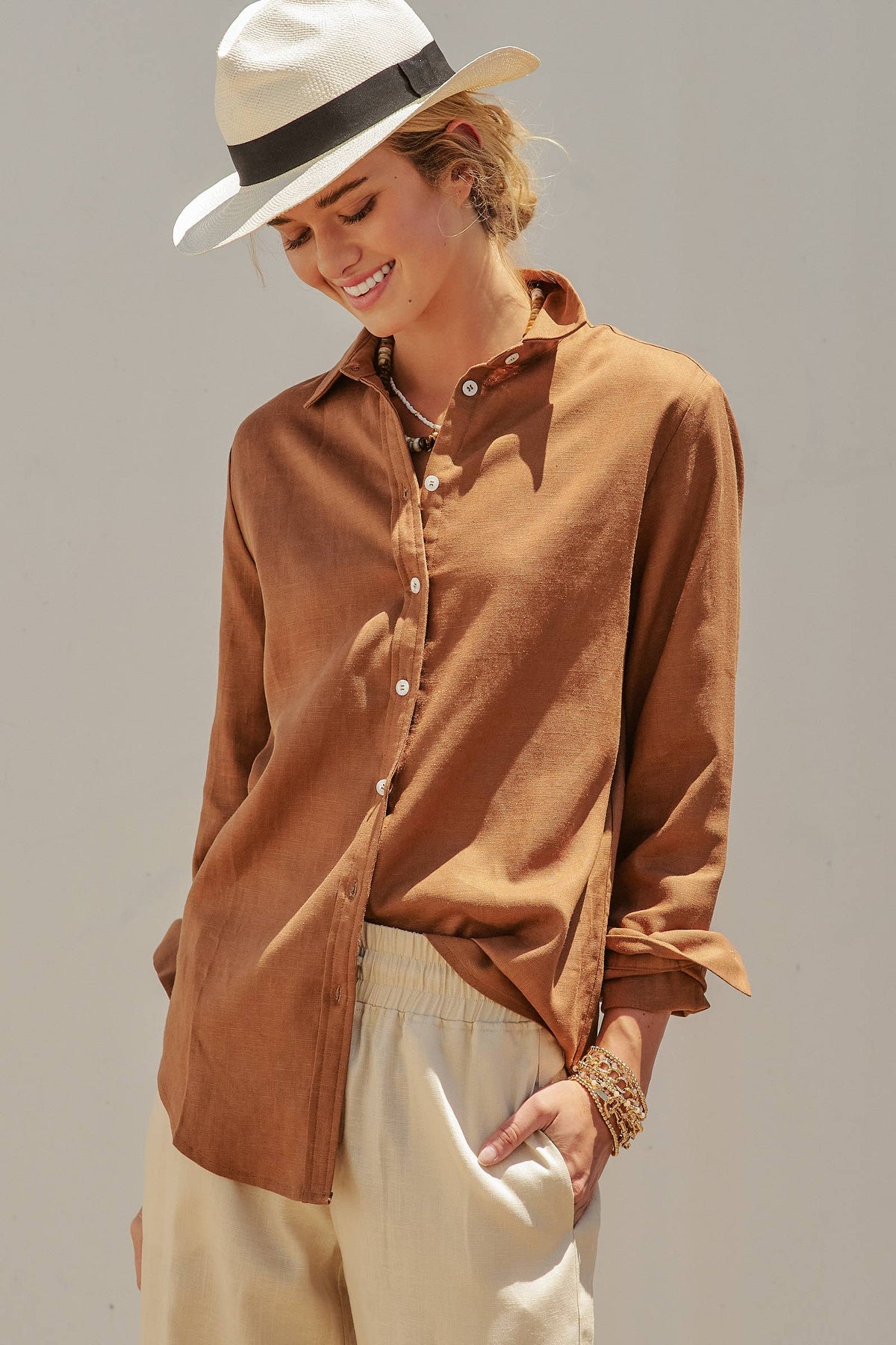Linen Long Sleeve Button-Down Shirt
