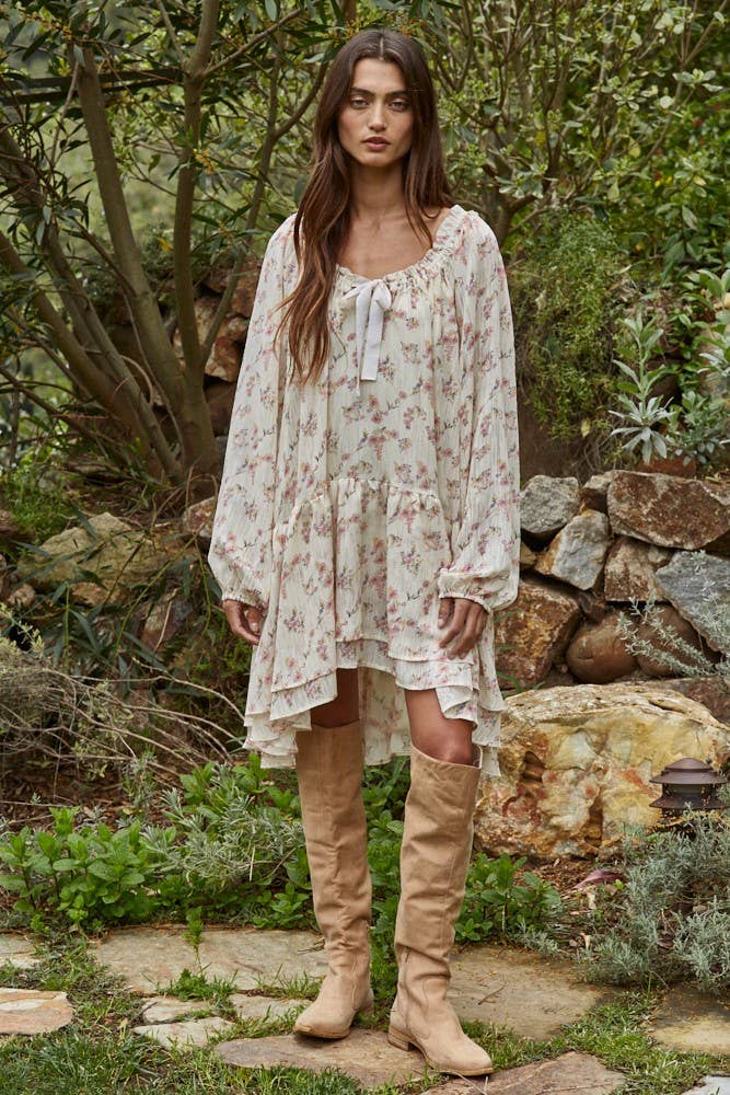 Floral Flare Layered Mini Dress
