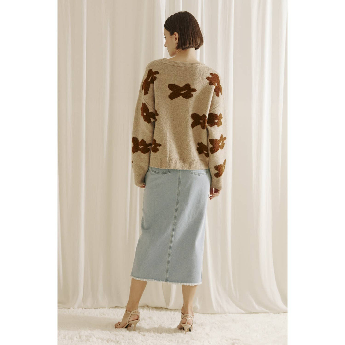 Floral Print Knit Sweater