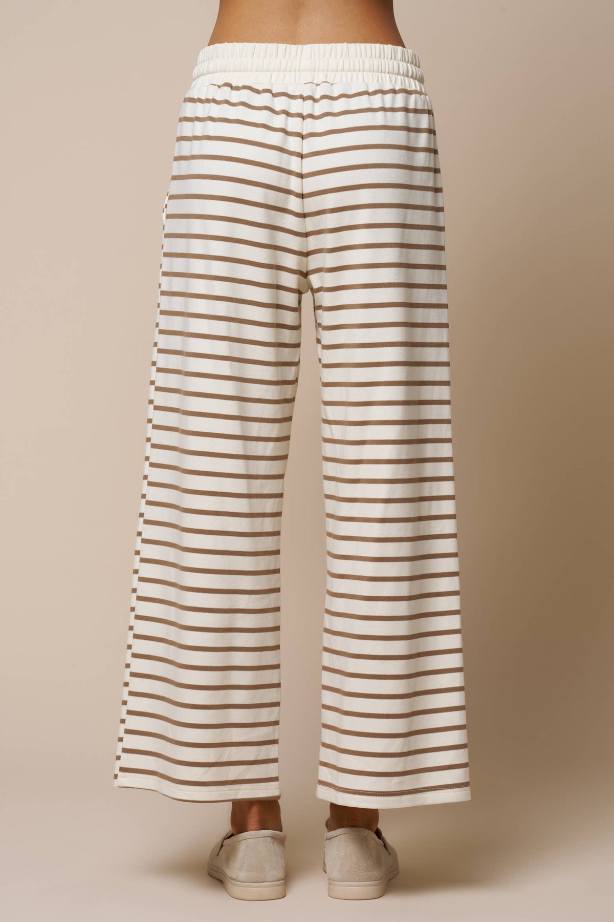 Striped Drawstring Wide Leg Knit Pants