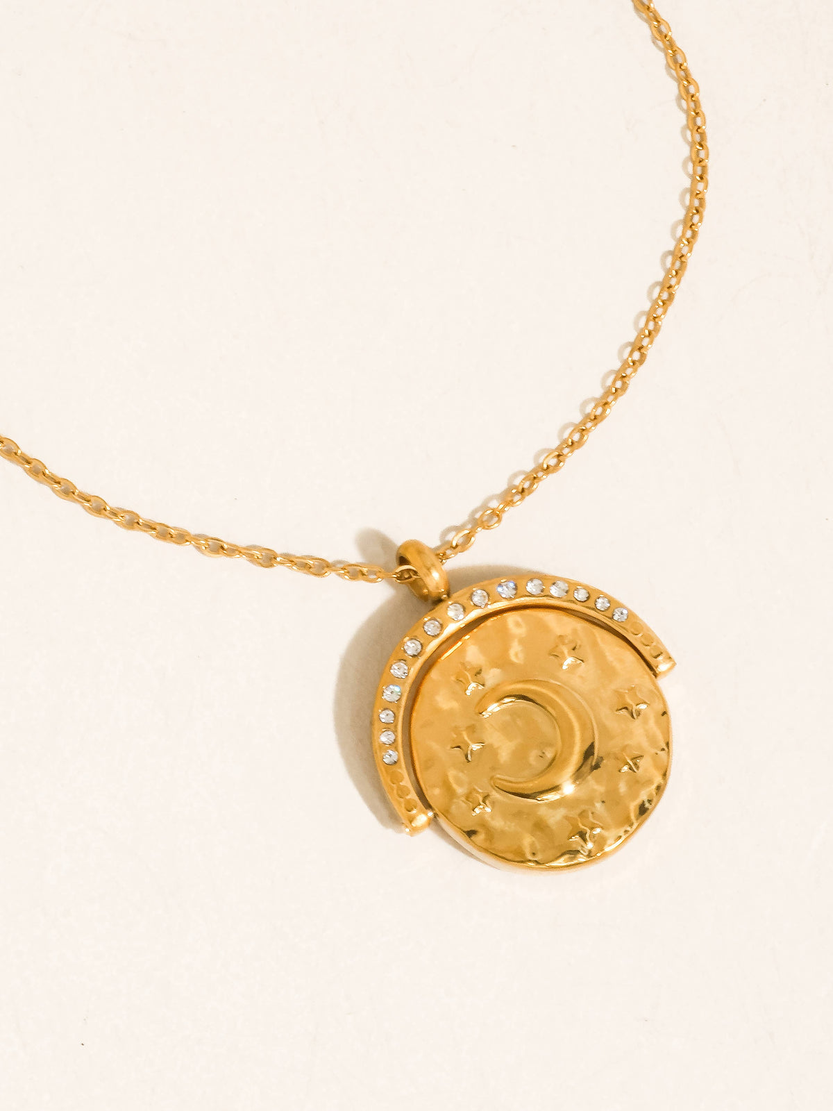 Reese 18K Gold Non-Tarnish Large Coin CZ Necklace