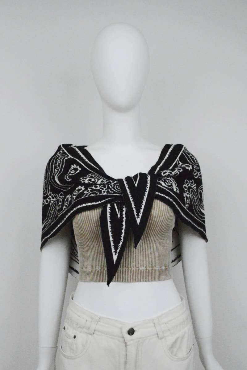 Paisley Knit Triangle Scarf- Burgundy, Olive, Black, Mocha