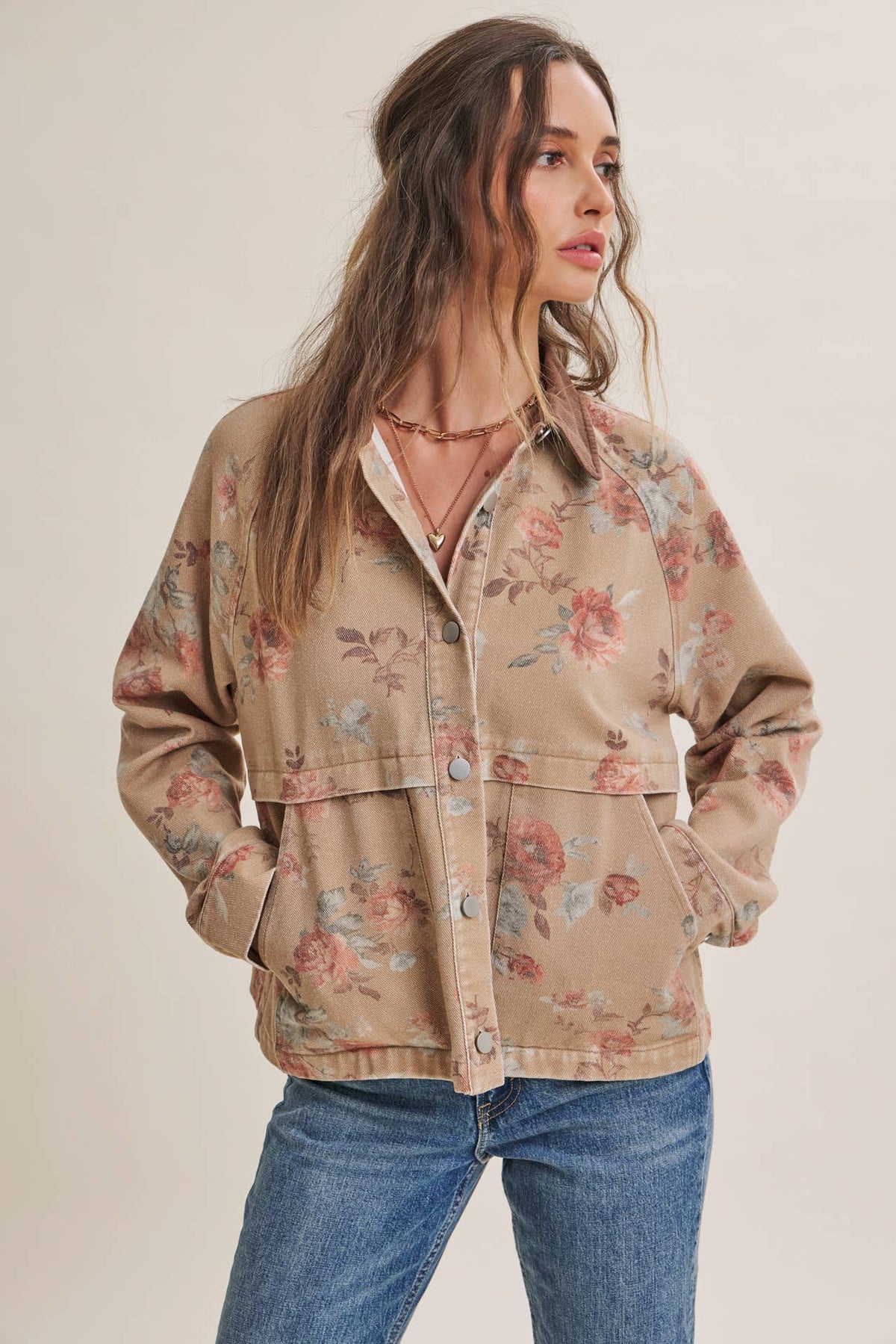 Wild Rose Afternoon Vintage Garment-Washed Jacket