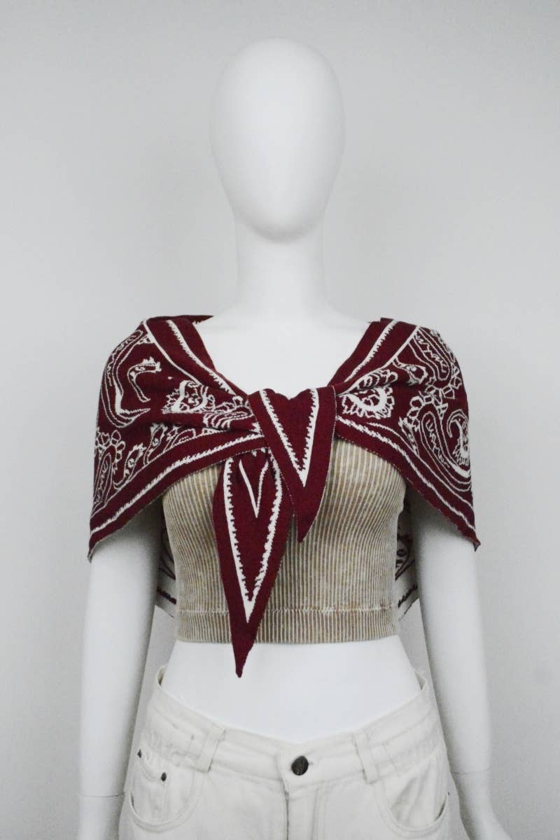 Paisley Knit Triangle Scarf- Burgundy, Olive, Black, Mocha