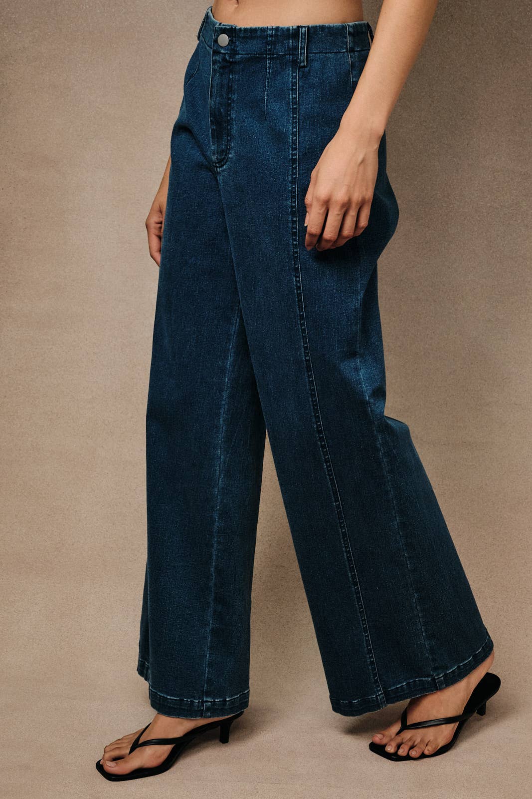 High Rise Stretch Wide Leg Denim