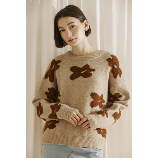 Floral Print Knit Sweater