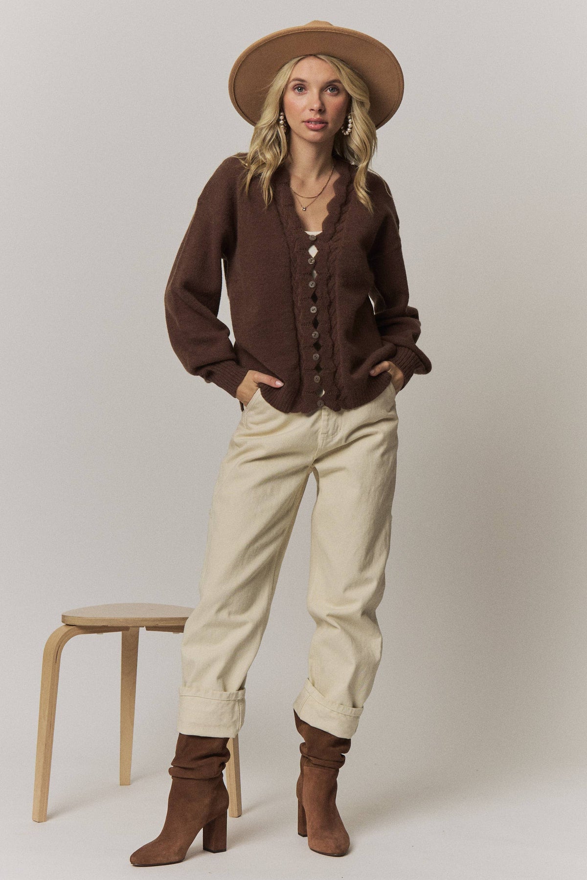 Scalloped Button Down Cardigan