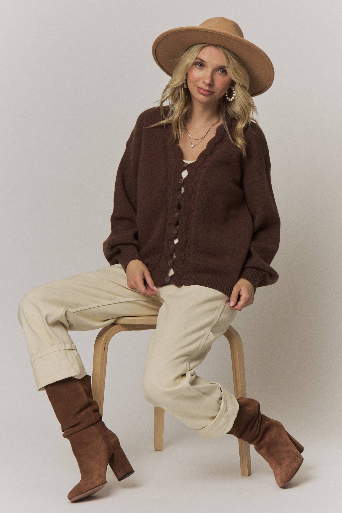 Scalloped Button Down Cardigan
