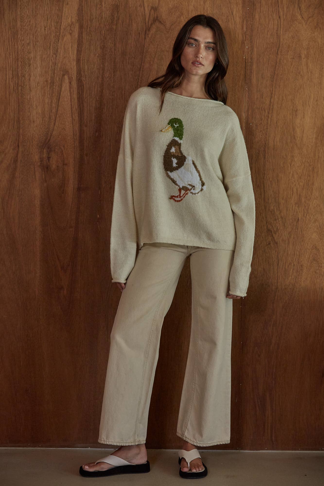 Duck Print Pullover Sweater