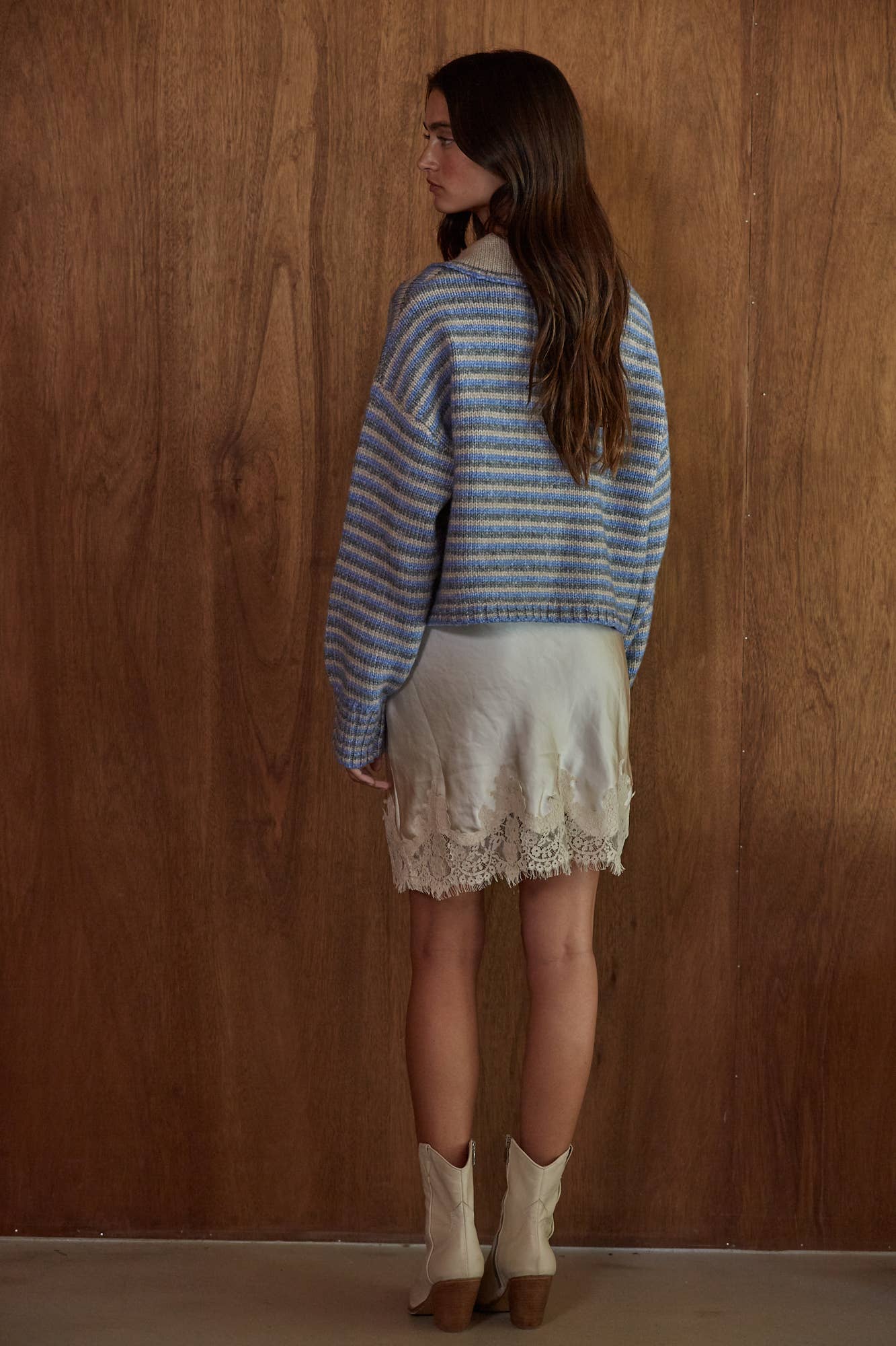 Striped Cardigan With Collar