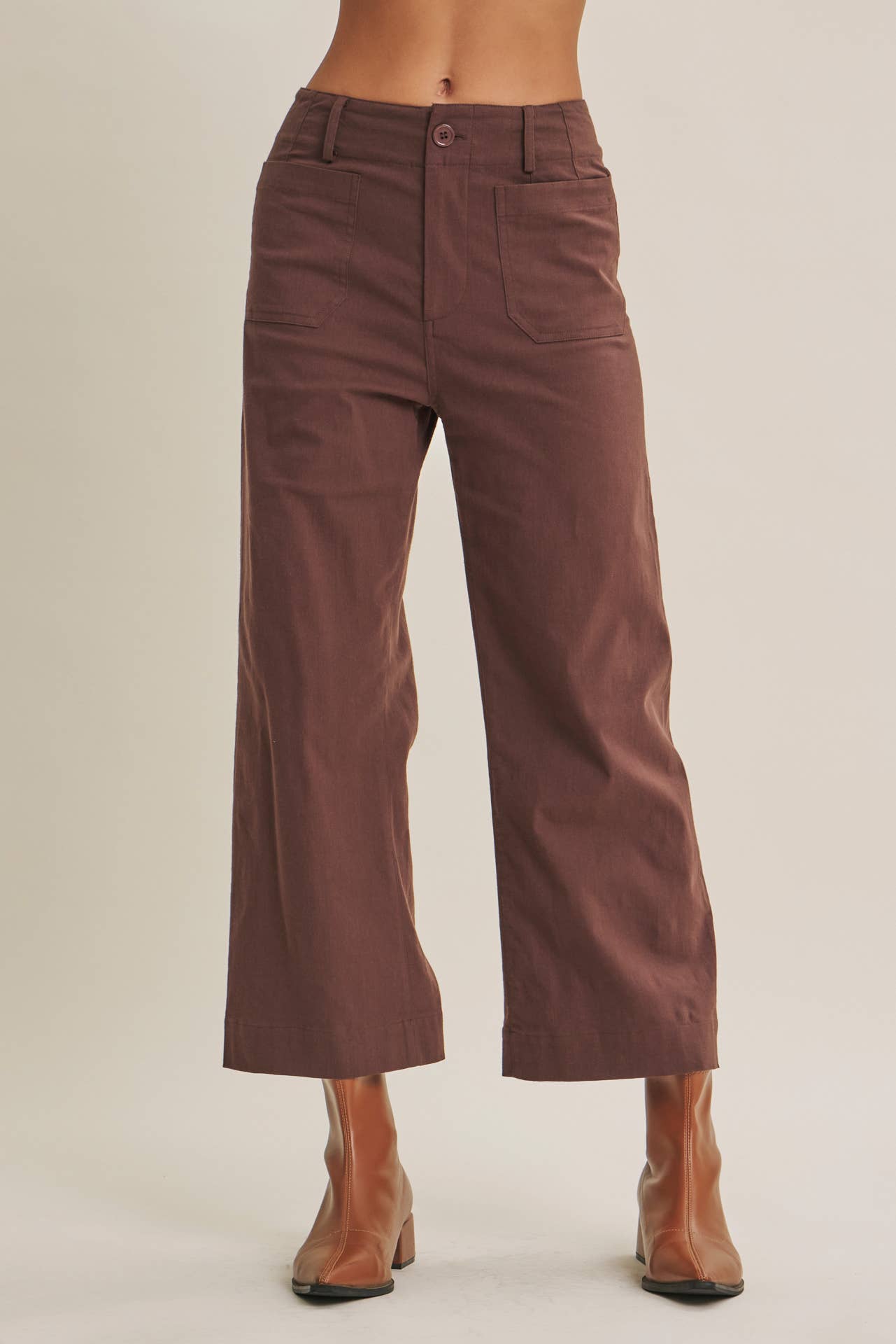 Stretchy Cotton Linen Ankle Pants