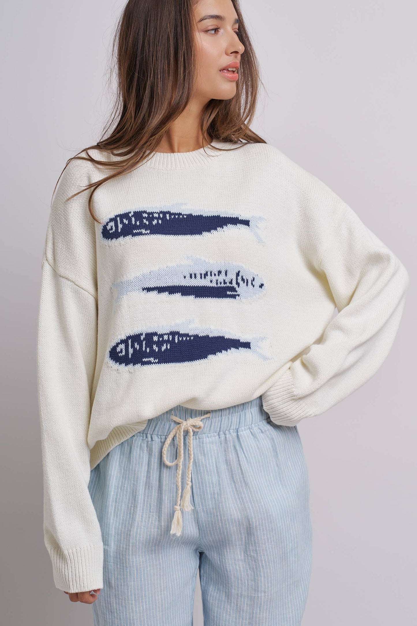 Oversized Drop-Shoulder Sardine Knit Sweater