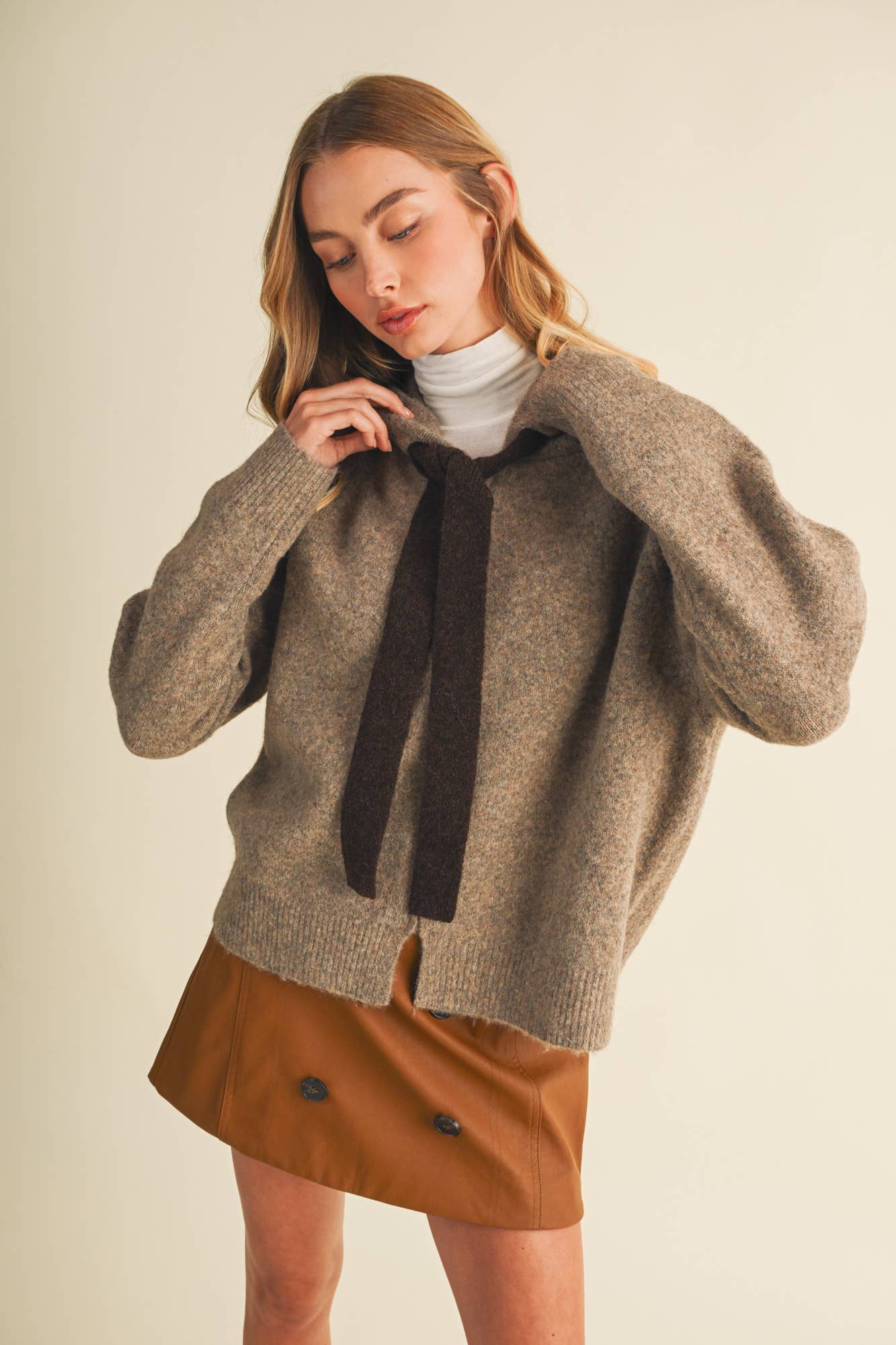 Drawstring Hooded Cardigan