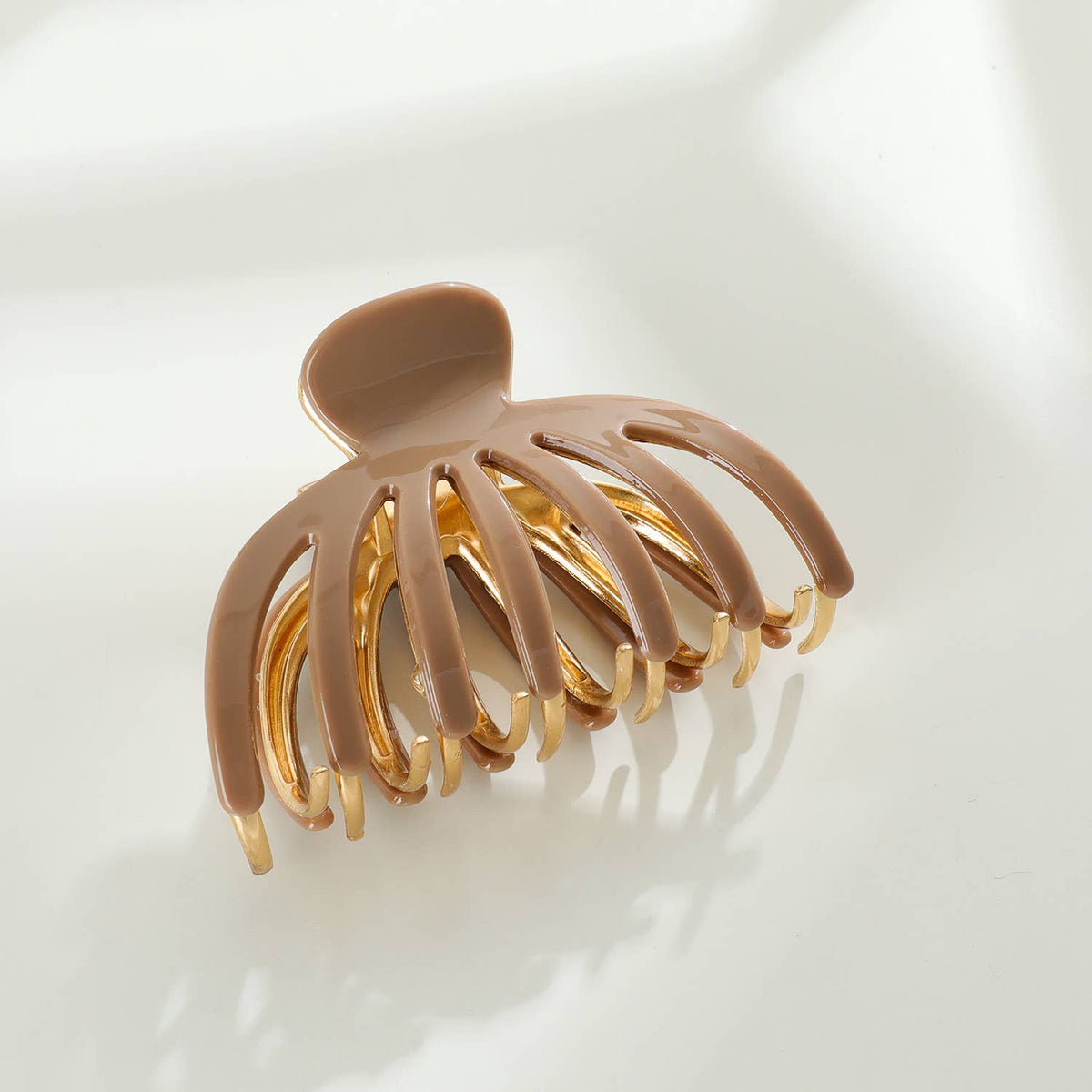 Adorro - Hailey Solid Gold Metal Octopus Claw Clip - Large