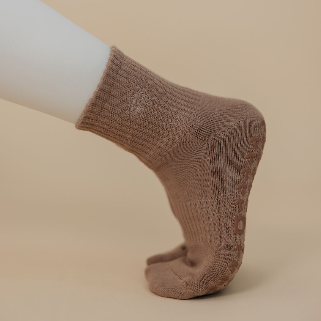 Light-Brown Neutral Pilates Grip Sock - Daily Grind