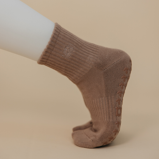Light-Brown Neutral Pilates Grip Sock - Daily Grind