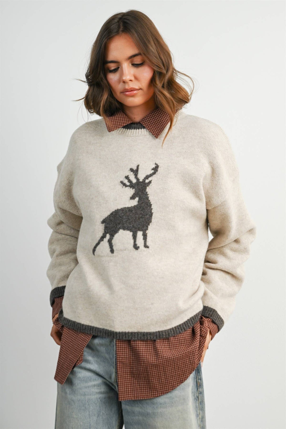 Reindeer Graphic Knit Sweater