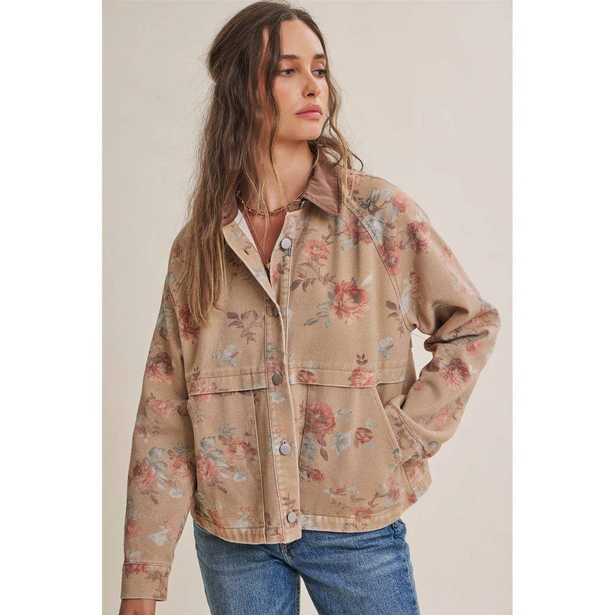 Wild Rose Afternoon Vintage Garment-Washed Jacket