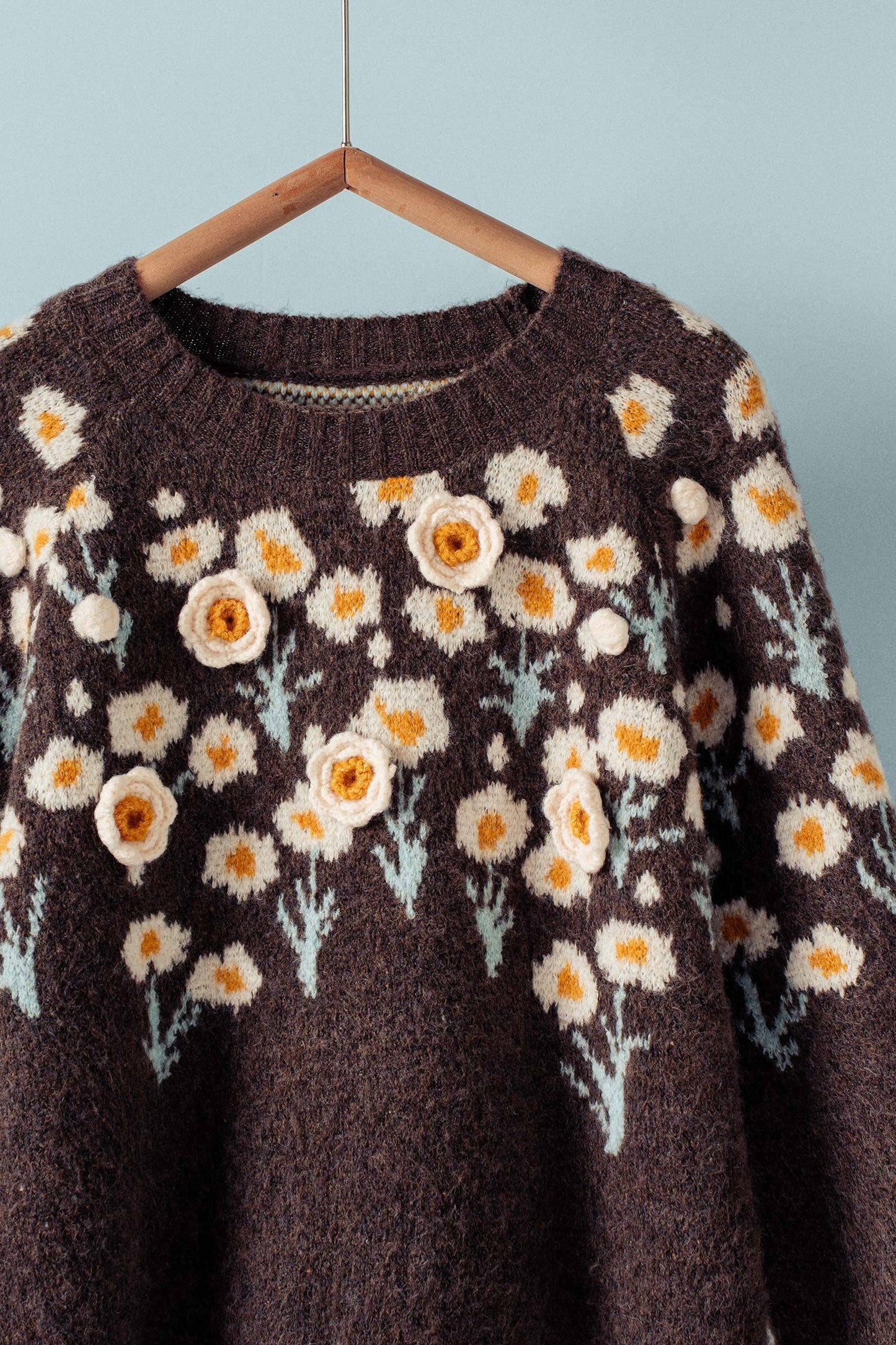 Daisy Embossed 3D Floral Knit Sweater