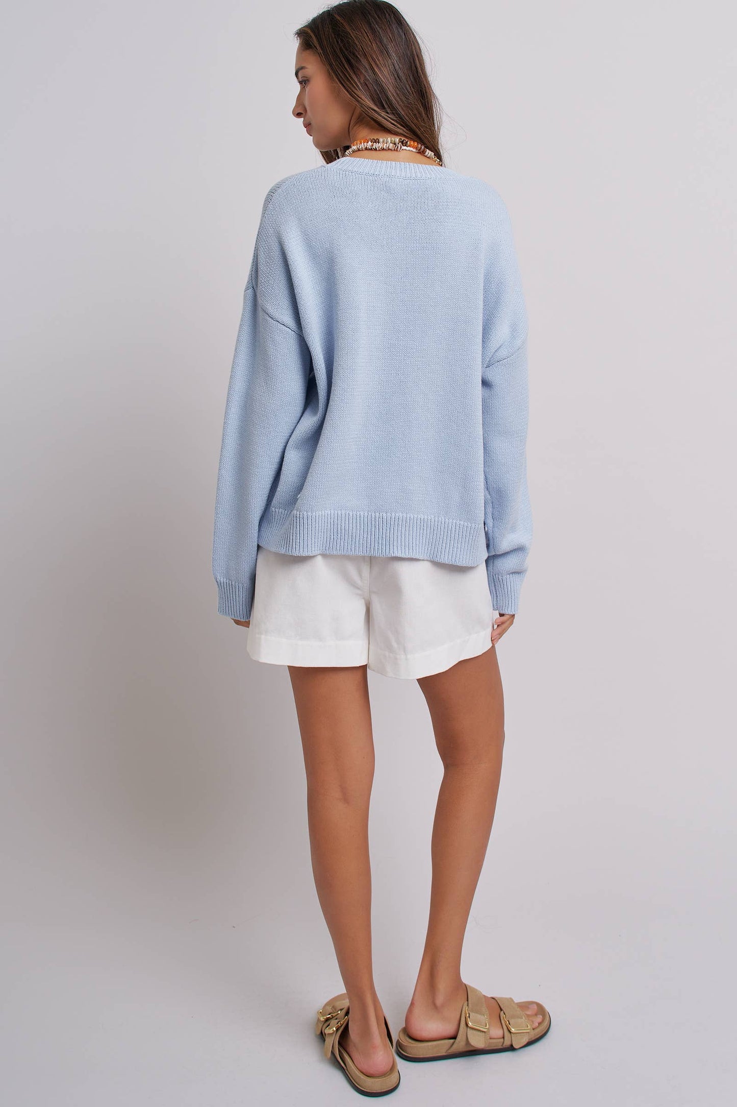 Oversized Drop-Shoulder Sardine Knit Sweater