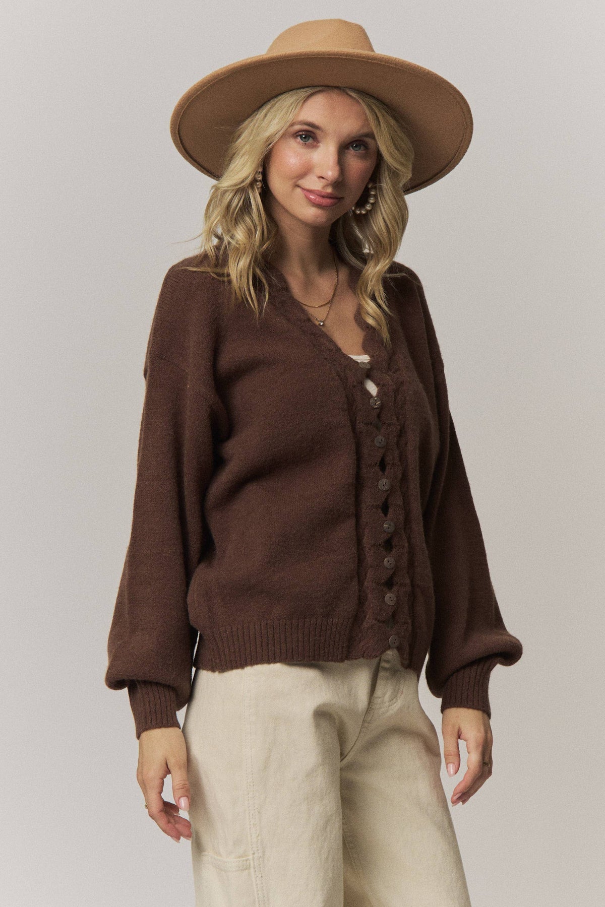 Scalloped Button Down Cardigan