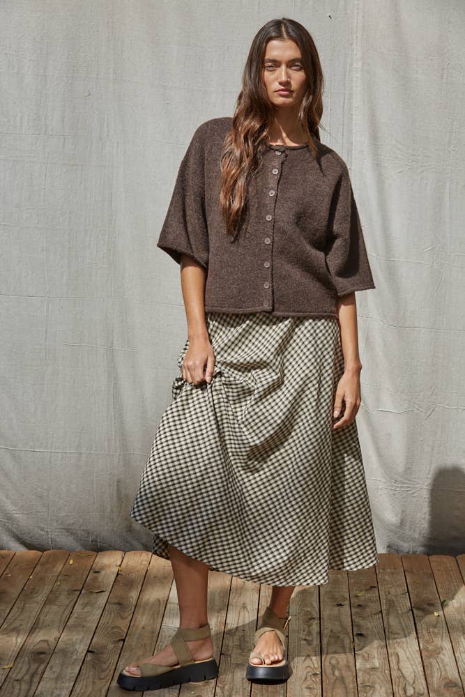 Gingham Flare Midi Skirt