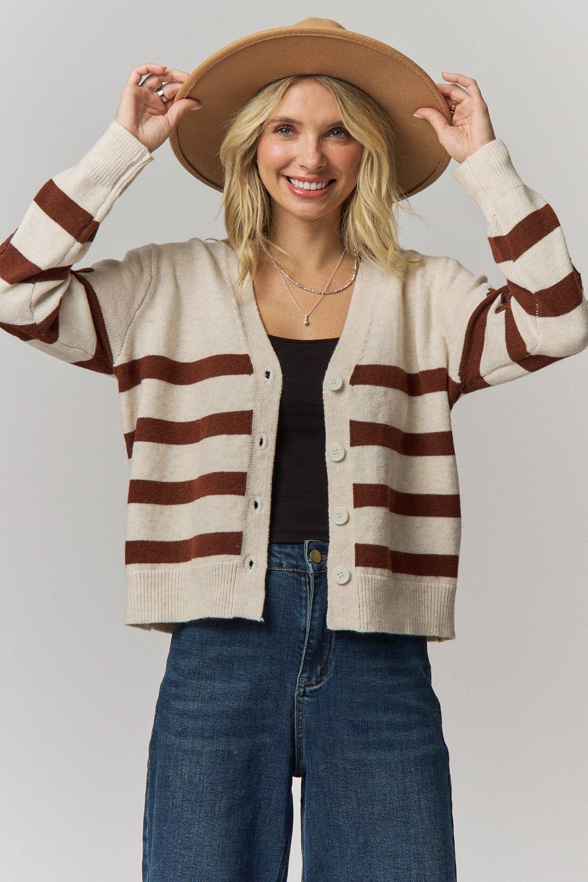 Classic Striped Button Down Cardigan