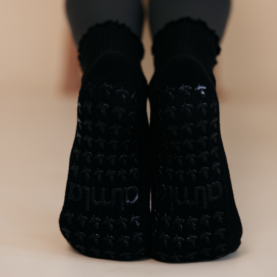 Americano Black Crew Pilates Grip Sock
