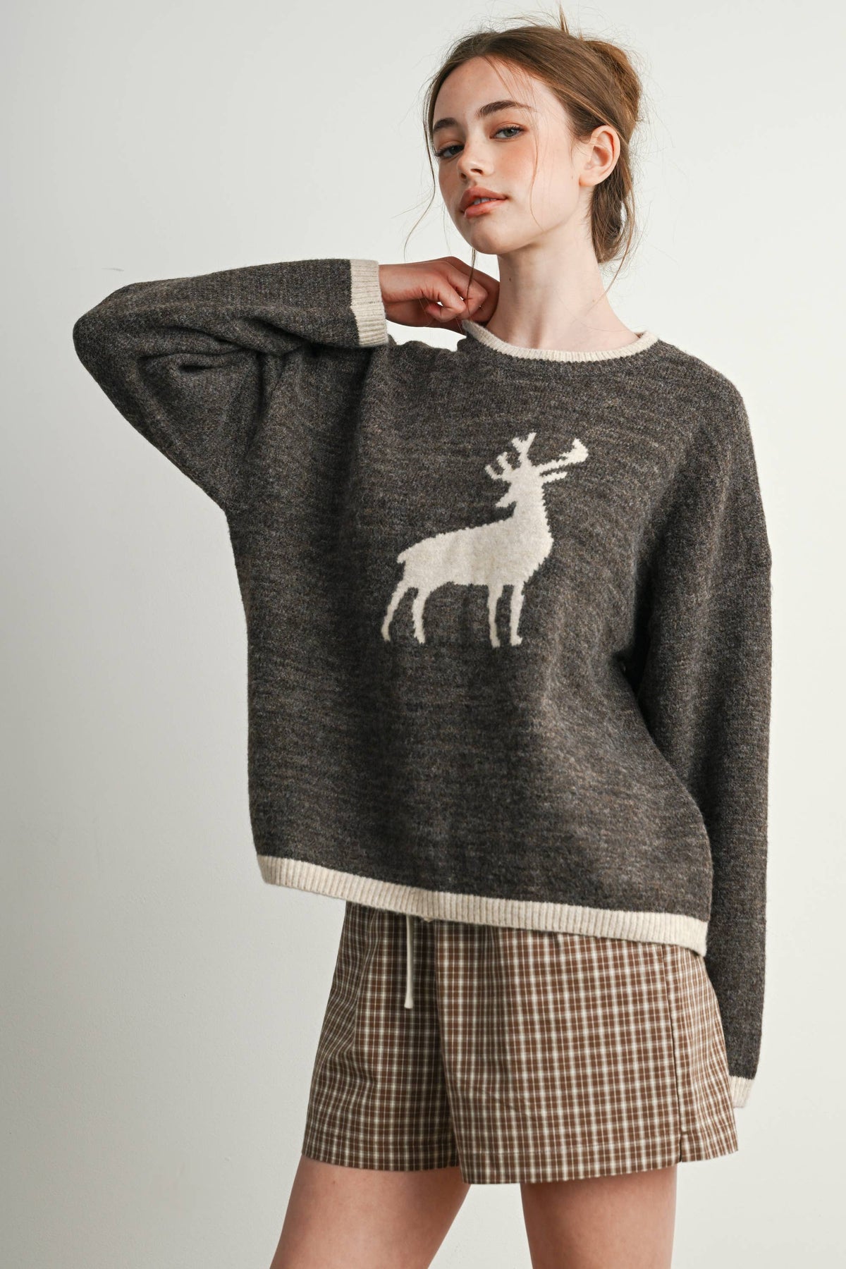Reindeer Graphic Knit Sweater