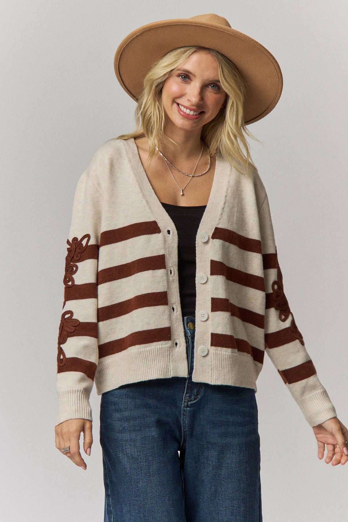 Classic Striped Button Down Cardigan
