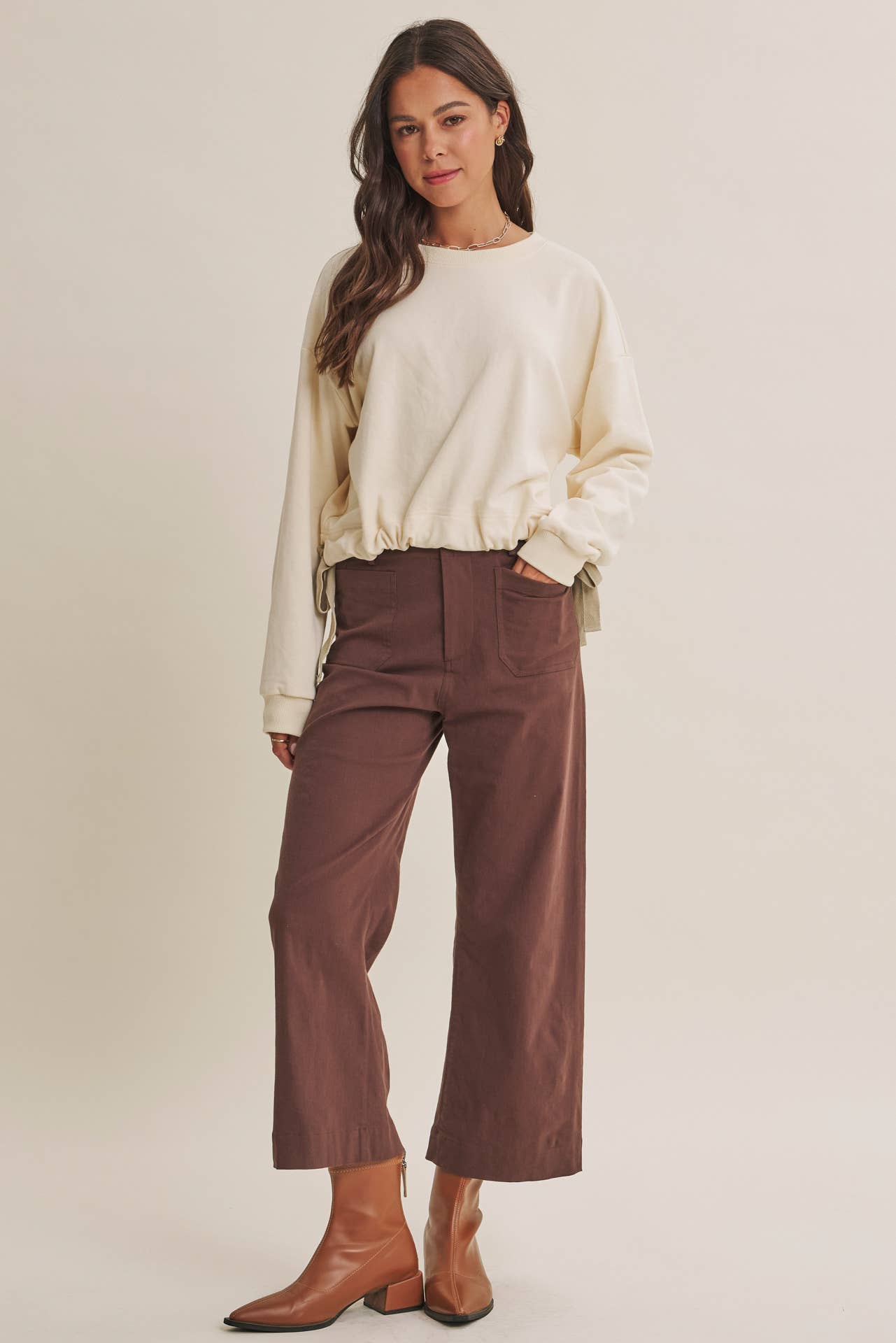 Stretchy Cotton Linen Ankle Pants