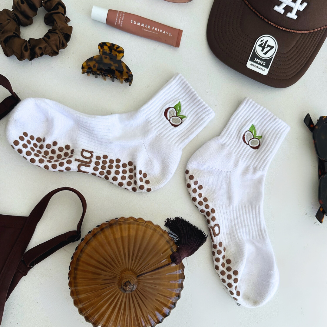 Coconut Pilates Grip Socks